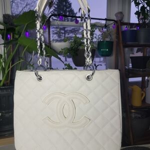 CHANEL Elegant Cream and Tan Tote